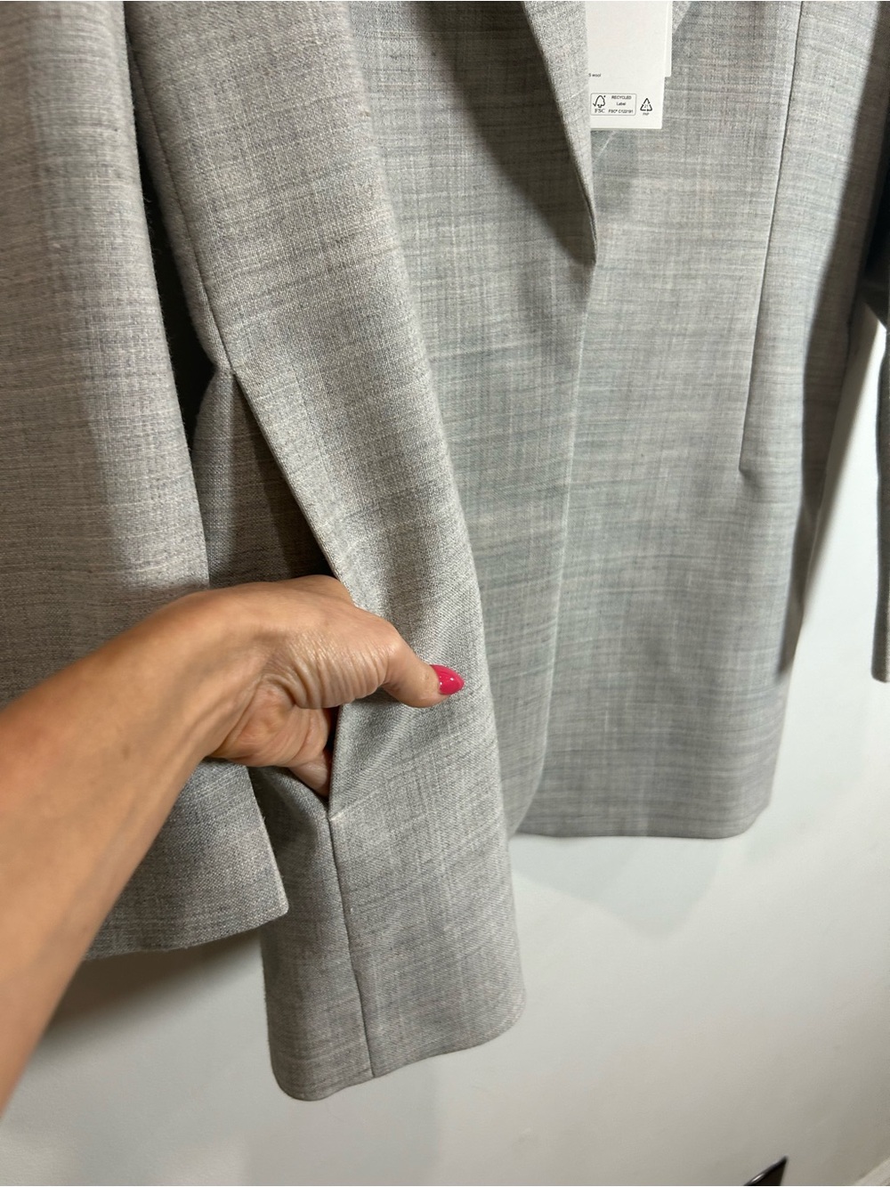 NEW Cos Blazer Women 8 Structured Wool Linen Blend Taupe Relaxed Minimalist - Picture 10 of 16